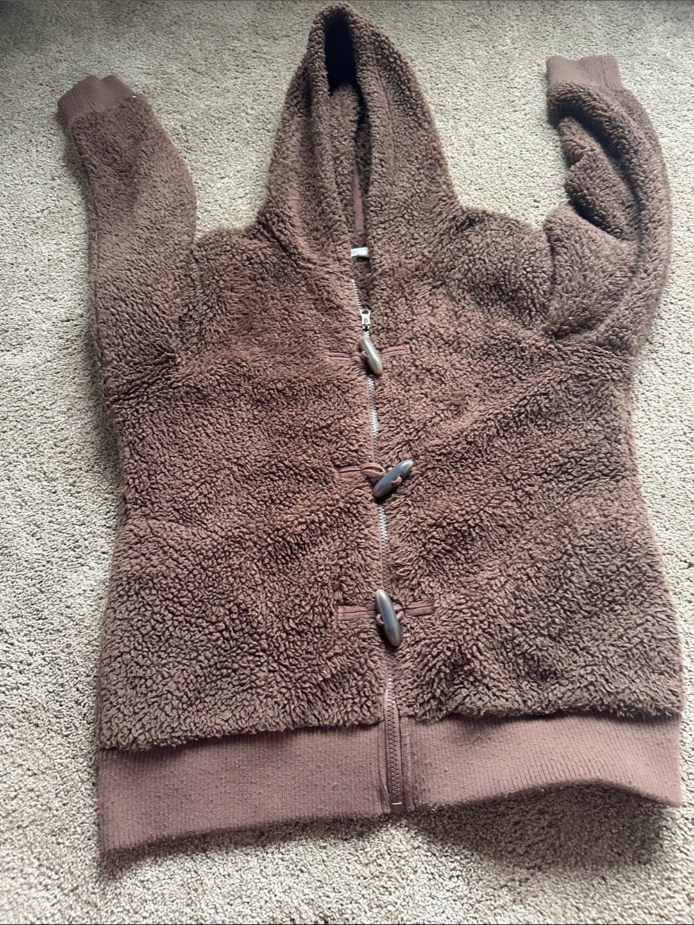 Ruff Hewn Brown Teddy Sherpa Hoodie Jacket